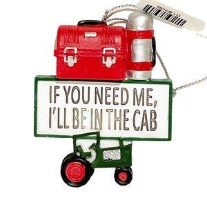 The Bridge Collection I'll Be‎ in The Cab Festive Farm Tractor Ornament NEW